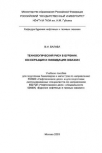 Книга Технологический риск в бурении. Консервация и ликвидация скважин