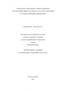 Книга Методические указания для студентов заочного и дневного отделения геолого-географического  факультета по курсу ''Информатика''. Электронные таблицы. Графические возможности Excel