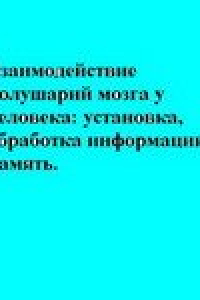 Книга Взаимодействие полушарий мозга у человека.Установка, обработка информации, память.