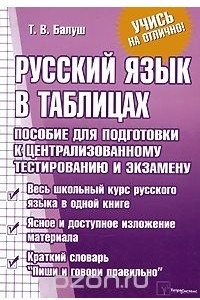 Книга Русский язык в таблицах. Пособие для подготовки к централизованному тестированию и экзамену